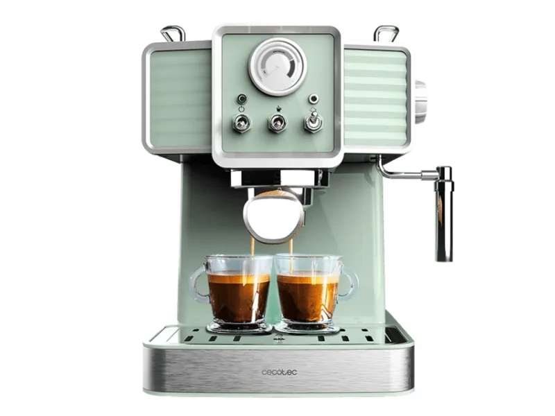 Cecotec 01576, Espressomaskin, 1,5 l, Malt kaffe, 1350 W, Lysegrønn