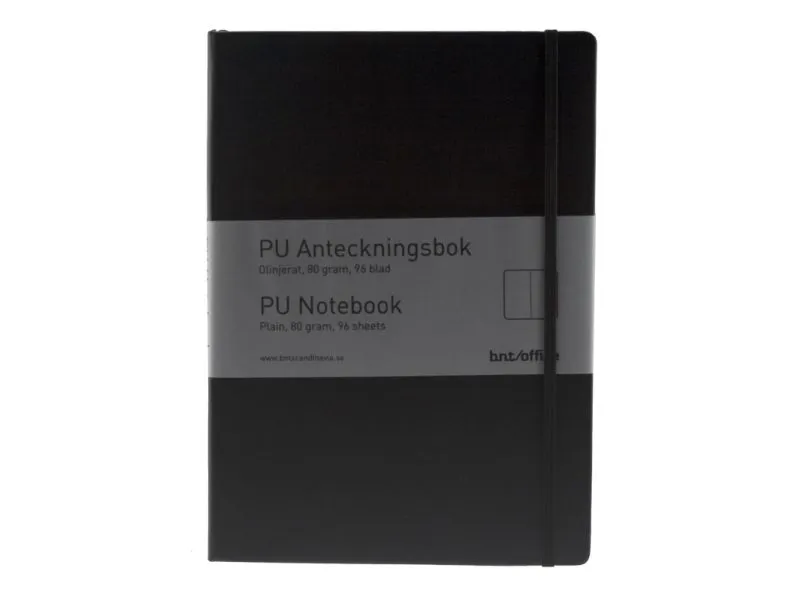 Notesbog BNT A4 sort ulinjeret m/96 blade 80g