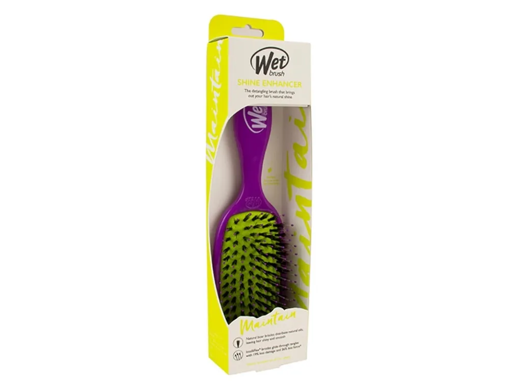 Wetbrush Shine Enhancer Hairbrush with Natural Boar Bristles Eco-Friendly Purple
