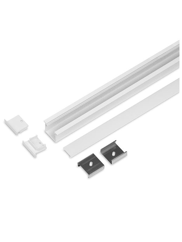 Light Solutions Aluminiumsprofil - Model L (Indbyg) - 20mm LED strip - Hvid