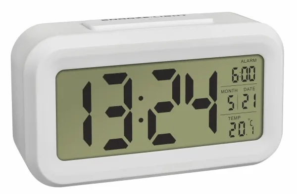 TFA-Dostmann 60.2018.02, Digital vekkerklokke, Rektangel, Hvit, Plast, 0 - 50 °C, °C