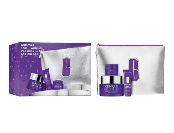 CLINIQUE_SET Outsmart Lines + Wrinkles Smart Clinical™ Repair Wrinkle Correcting Face Serum 30 ml + Wrinkle Correcting Nourishing Anti-Wrinkle Creme 15 ml + Wrinkle Correcting Eye Filling Cream