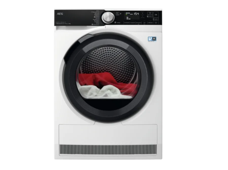 AEG Series 9000 TR9W80690, Frittstående, Frontmatet, Varme pumpe, Hvit, Rotasjon, Riktig/Høyre