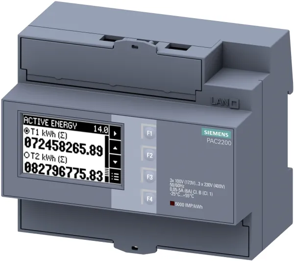 Sentron PAC2200, LCD, L-L:400V, L-N:230V, 5A, 7KM2200-2EA30-1CA1