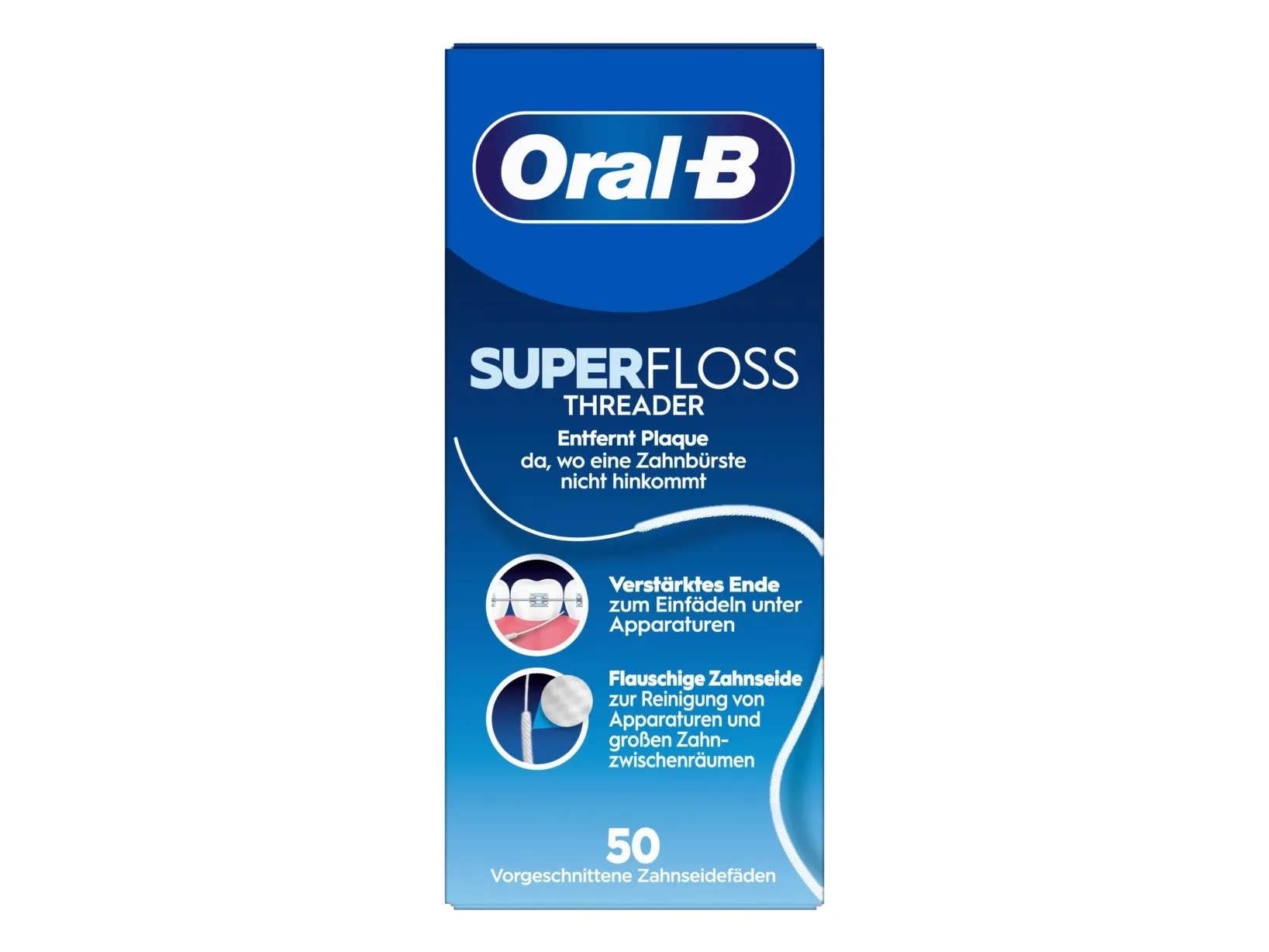 Oral-B Superfloss, Supertanntråd, Uvokset tanntråd, Flat, Hvit, Hvit, 50 stykker