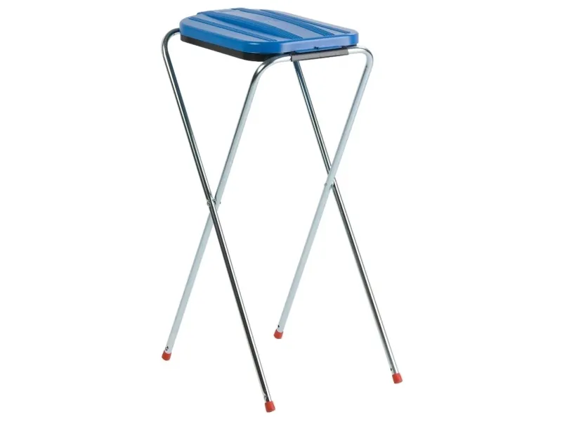 Avfallsstativ, V-del, stål, plast/stål, 100 l, med blått lokk og poseholder