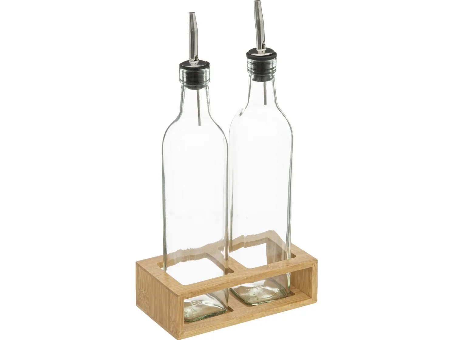 5five oljedunker og eddikflasker med dispenser + bambusstativ