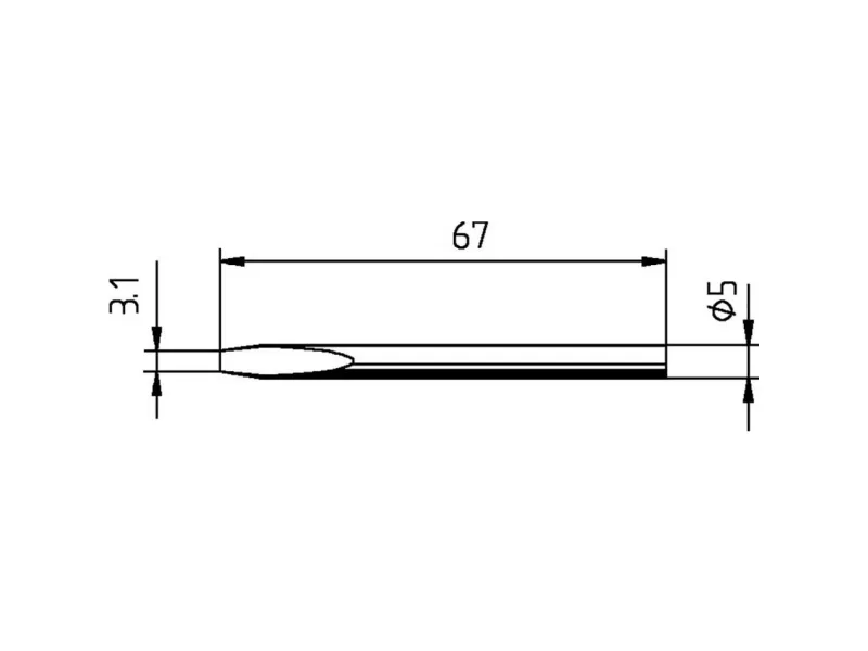 Ersa 0032KD loddetipp meiselform, rett, spissstørrelse 3,10 mm, spisslengde 78 mm, 1 stk