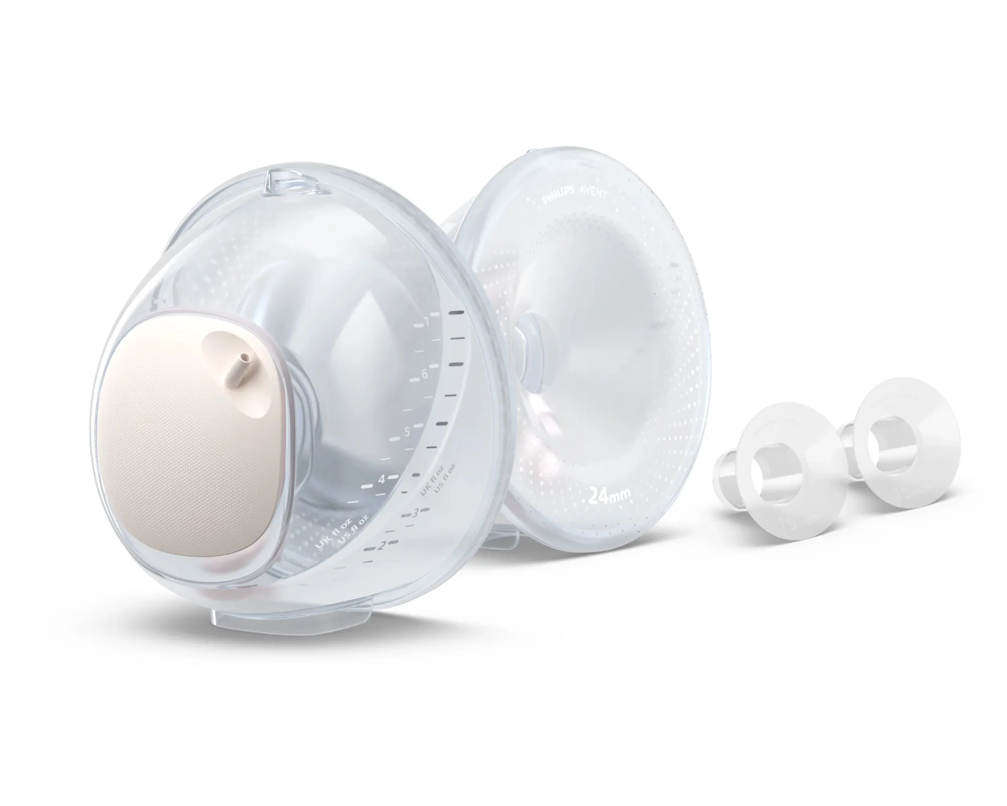 Philips AVENT Hands-free SCF439/01 Doble oppsamlingskopper, Reservedelssett, Silikon, Gjennomsiktig, En Størrelse, 4 stykker