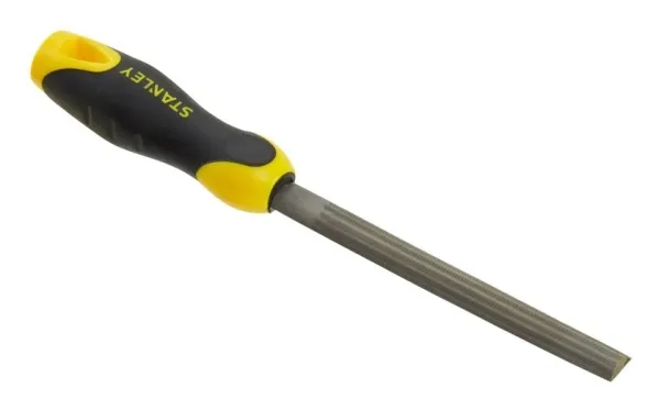 Stanley 0-22-455, Fil, Halvrund fil, 2. kutt, Kull stål, Sort, Gult, Grep som ikke glir, Mykt grep