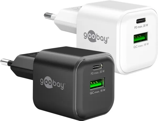 USB-C™ PD GaN dual hurtiglader (20 W) hvit