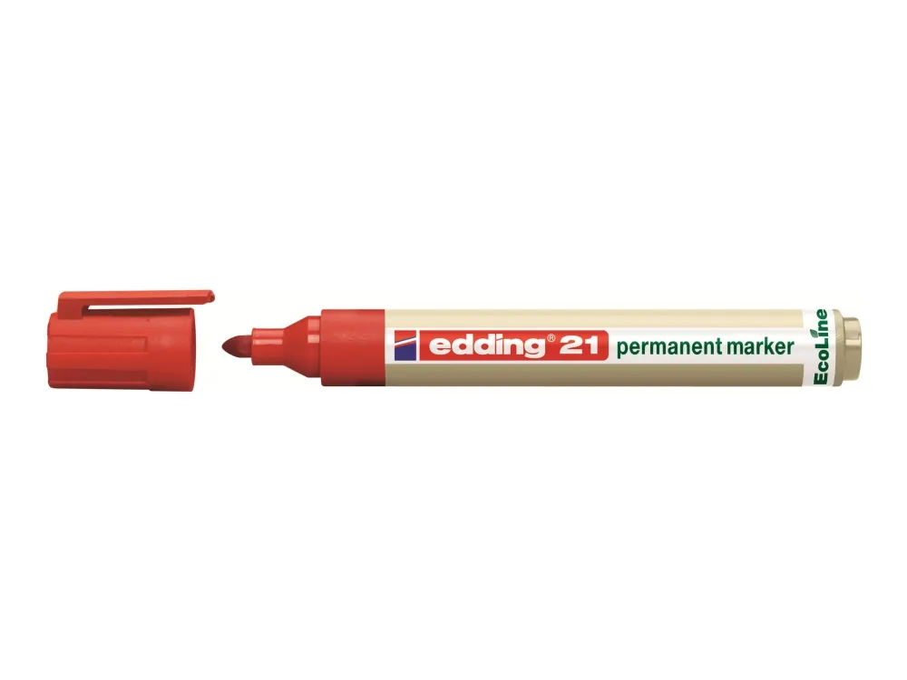 edding EcoLine 21 - Markør - permanent - for glass, metall, plast - rød - 1.5-3 mm