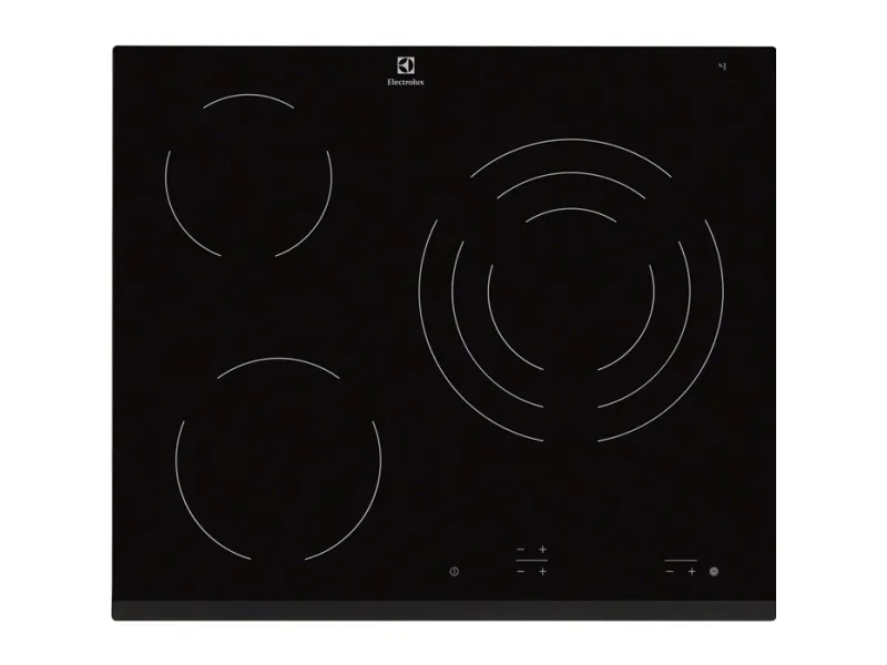 Electrolux EHF6232FOK - Keramisk komfyrtopp - 3 plater - Nisje - bredde: 56 cm - dybde: 49 cm - med avfaset front - svart