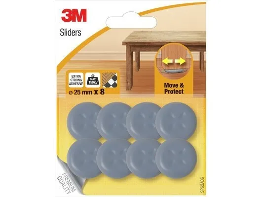 Scotch 3M selvklebende beskyttelses-/sklisikre puter, runde 25 mm, 8 stk. svarte