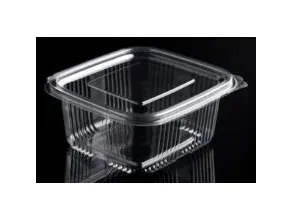 Plastbæger Catersource 500 ml 90x105x55 mm firkantet hængslet låg RPET Klar,100 stk/ps - (100 stk.)