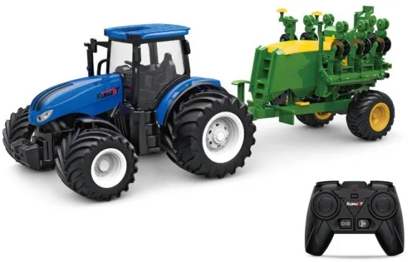 Fjernstyrt traktor m/ såvogn 1:24 Alloy 2.4G