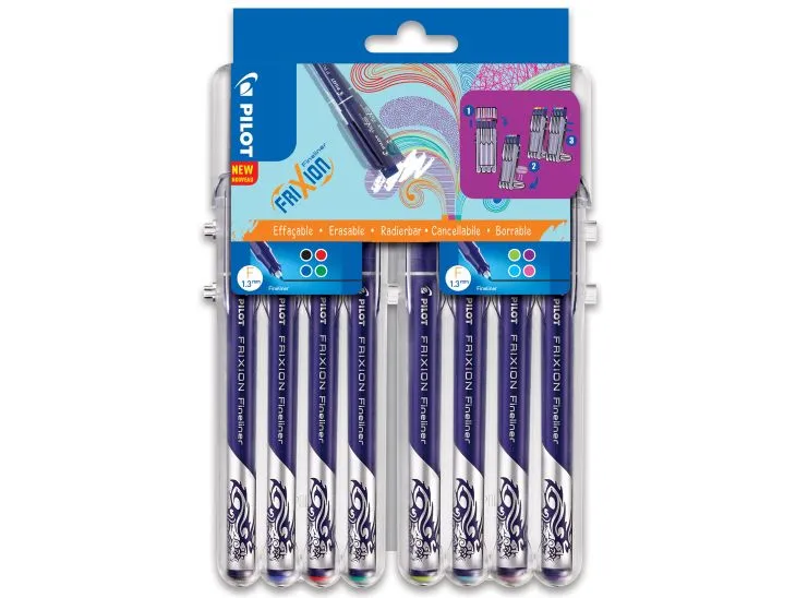 Pilot Frixion Fineliner - Set2Go - med 8 stk. assorterte farger