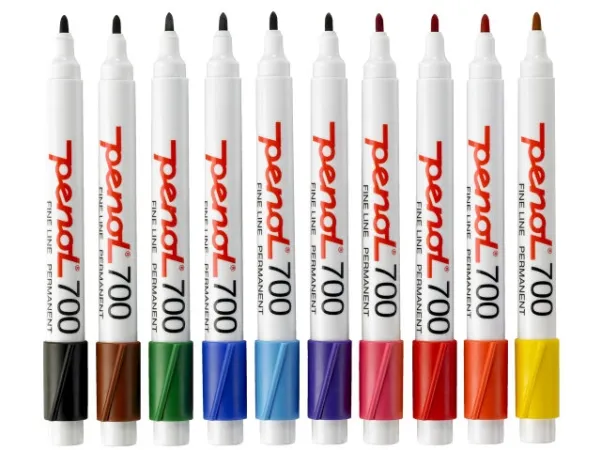 Marker Penol 700 ass. farver 1,5mm rund spids permanent - (10 stk.)