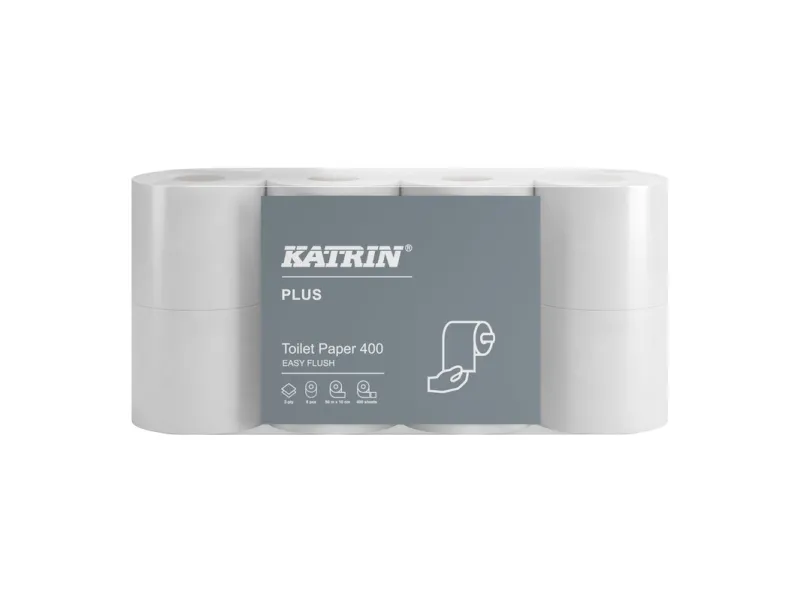 Toalettpapir Katrin Plus Easy Flush 2-lags Ø11,5 cm L50 m x B10 cm Ny fiber Hvit - (5 pakker x 8 ruller)