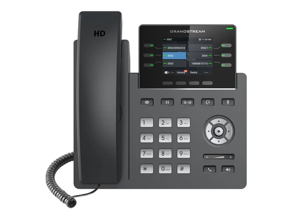 Grandstream GRP2613W - VoIP-telefon med anrops-ID/samtale venter - IEEE 802.11a/b/g/n/ac/ax (Wi-Fi) - 5-veis anropskapasitet - SIP, RTCP, RTP, SRTP - 6 linjer