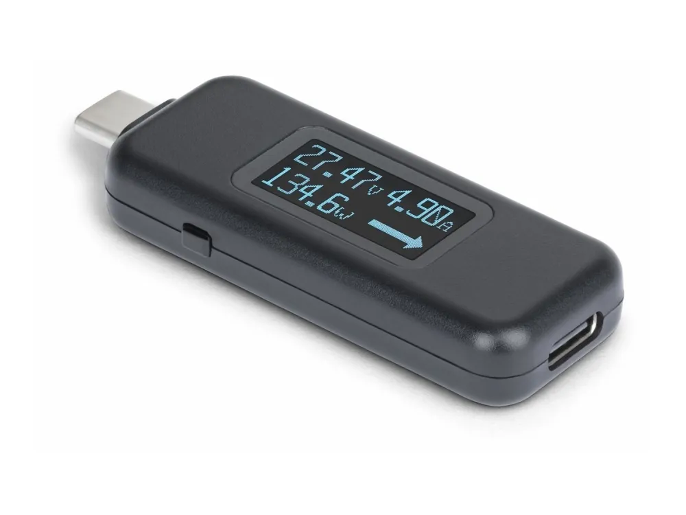 Startech USB-C Power Tester, Bi-Directional Digital Voltage/Current - USB-C strømtester - digitalt multimeter, toveis - svart