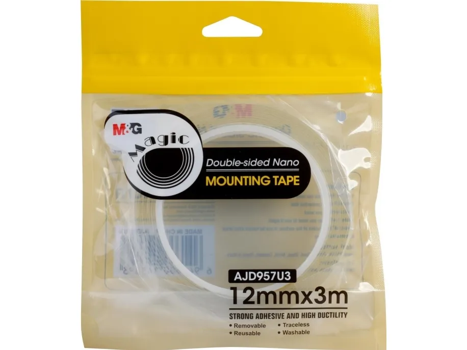 M&G Nano Tape monteringstape, dobbeltsidig, gjennomsiktig, 12mm 3m MG