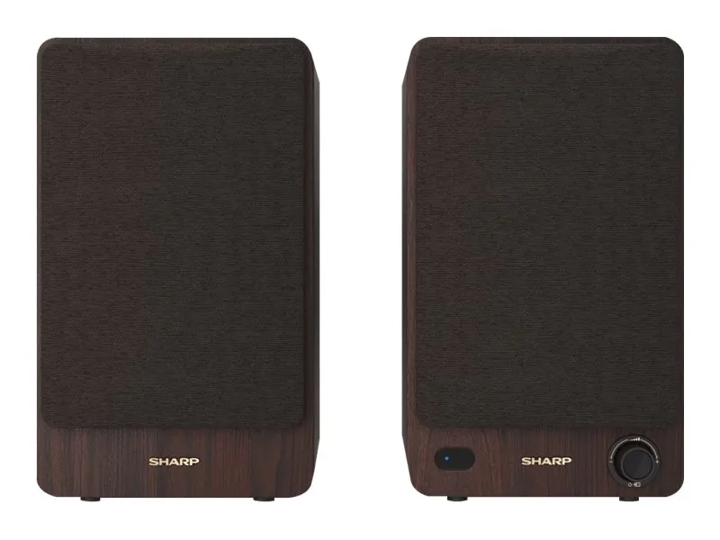 Sharp CP-SS30 - Høyttalere - 2.0-kanal - bokhylle - trådløs - Bluetooth - USB - 60 watt (Total) - brun
