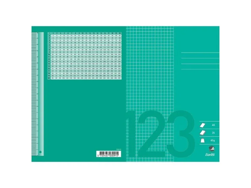 Regnehæfte Bantex, A5, kvadreret 5 x 5 mm, græsgrøn, 25 stk.