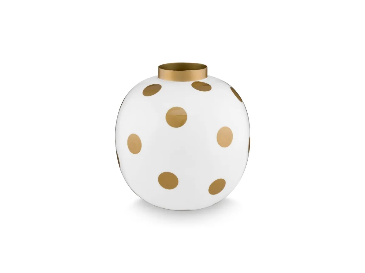 Vase Dots HvitGull 23cm