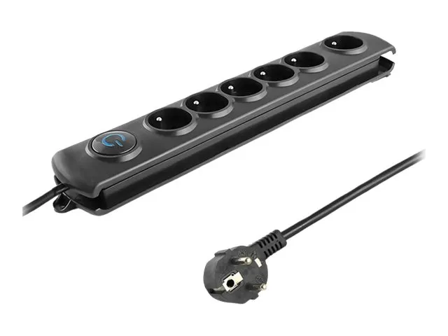 Qoltec - Overspenningsavleder - AC 230 V - 3680 watt - utgangskontakter: 6 - 3 m kabel - Europa - svart