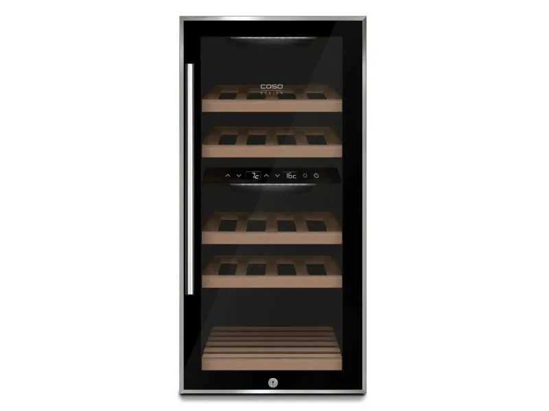 Caso WineComfort 24, Vin kjøleskap, Frittstående, 24 flasker, 60 W, G, Sort