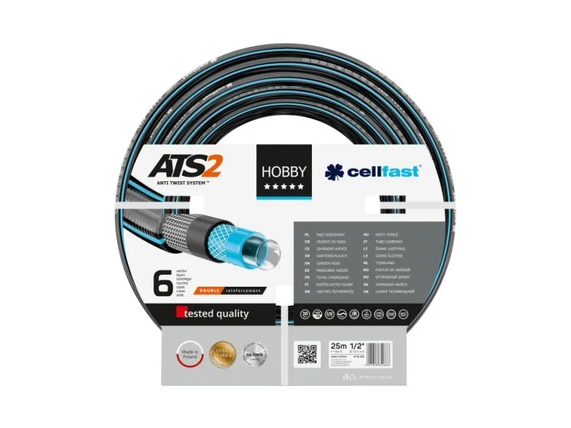 CELLFAST HOBBY ATS2, 25 m, Over bakken, Svart, 30 stang, -20 - 60 °C