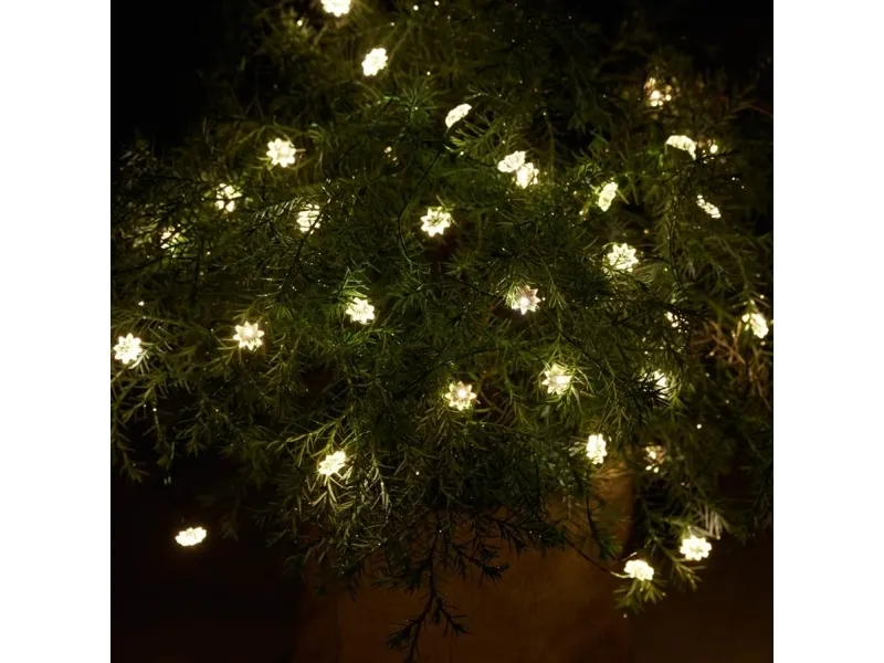 Sirius Silke Lyskæde Mini Blomster - 40 LED - Klar/Grøn