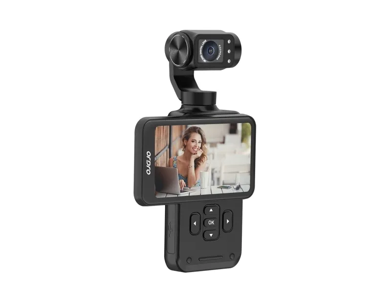 Ordro Pocket M5-kamera med 3-akset gimbal, 5K, for vlogging og YouTube - svart
