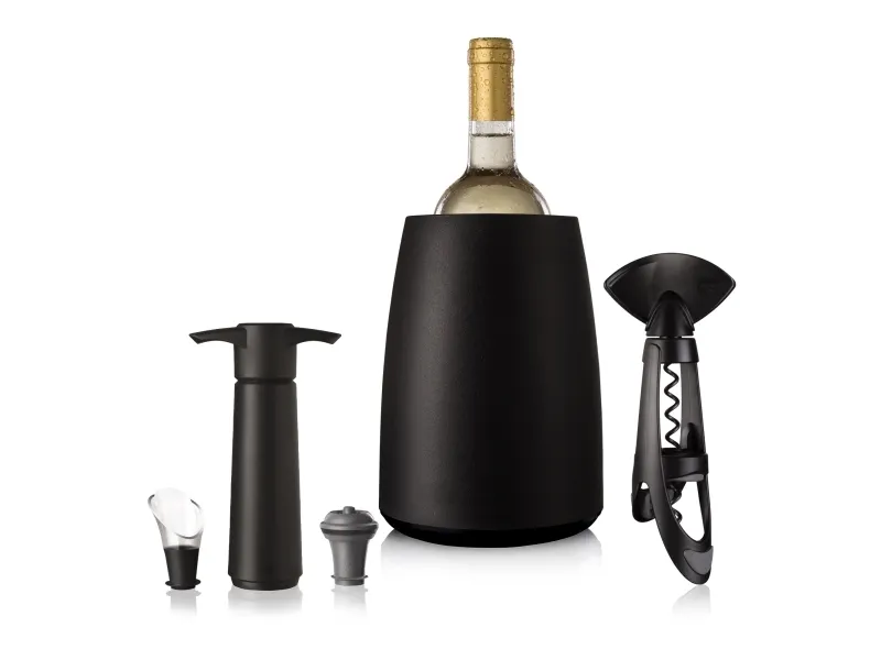 Vacu Vin Elegant vintilbehør, sort stål, 5 deler