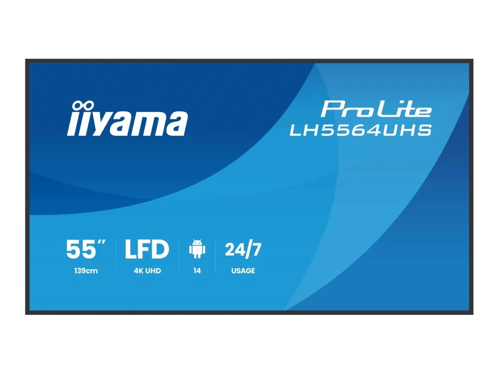 iiyama ProLite LH5564UHS-B1AG - 55 Diagonalklasse (54.6 synlig) LED-bakgrunnsbelyst LCD-skjerm - intelligent skilting - med innebygd SoC-mediespiller - 4K UHD (2160p) 3840 x 2160 - svart ramme med matt finish