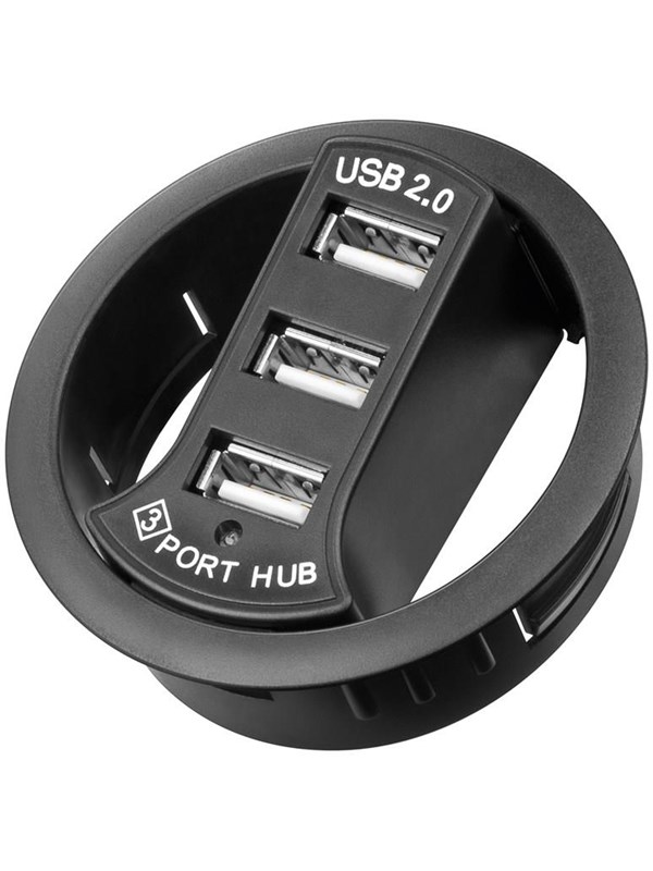 Pro 3 port USB 2.0 Hi Speed In-Desk HUB black - to be USB-hub - USB 2.0 - 3 porter - Svart