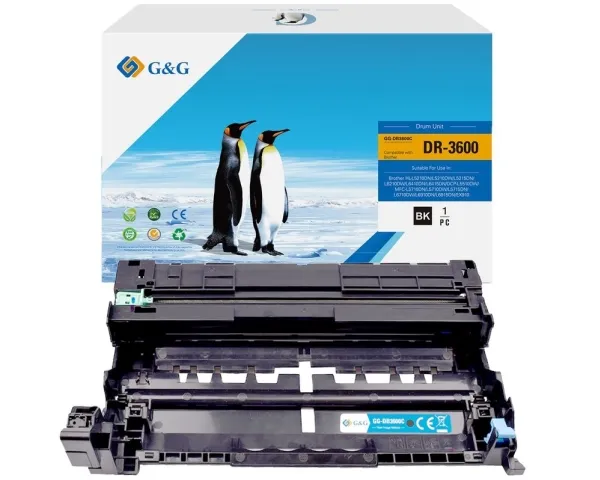 G&G GG-DB3600, Kompatibel, Brother, Brother DCPL5510DW Brother DR3600 Brother HLL5210DN Brother HLL5210DNTT Brother HLL5210DW Brother..., 1 stykker, 75000 sider, Svart