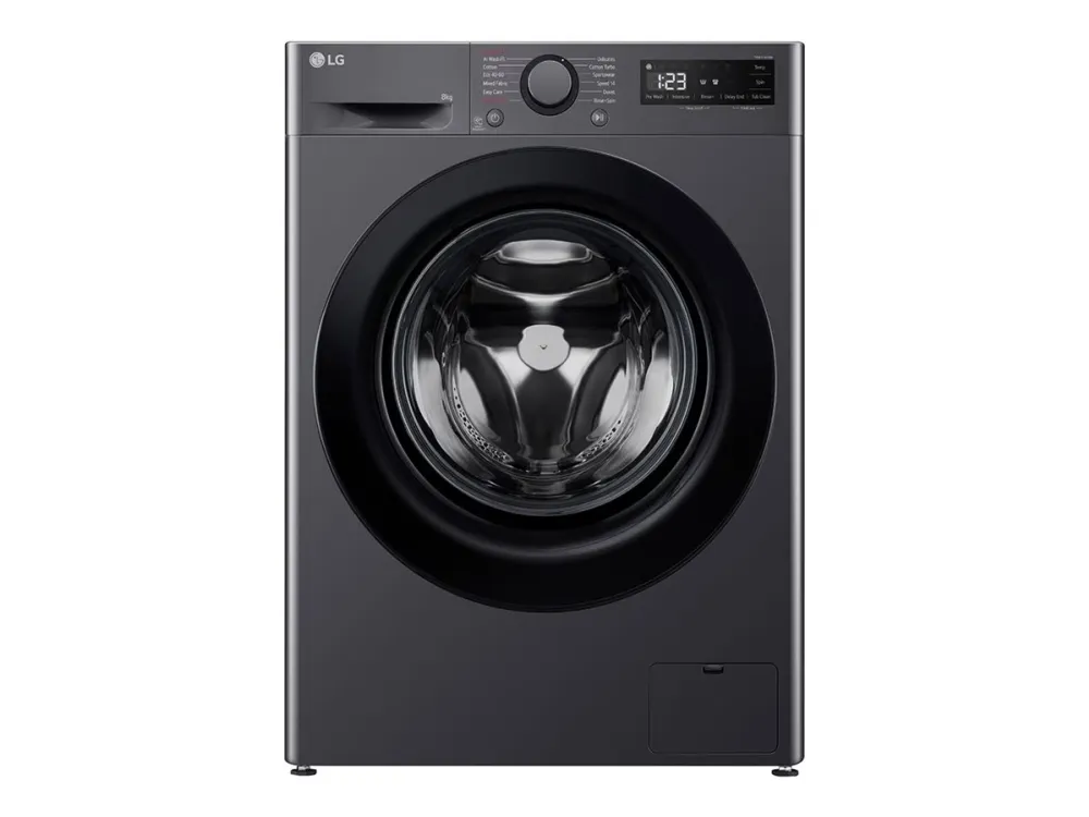 LG F2WR508SBM - Vaskemaskin - bredde: 60 cm - dybde: 53.5 cm - høyde: 85 cm - frontileggelse - 8 kg - 1200 rpm - antrasitt