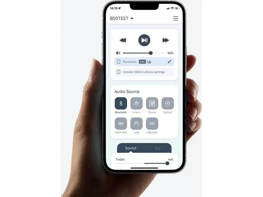 Arylic B50 flerkanals lydforsterker med Bluetooth inngang og mottaker/sender