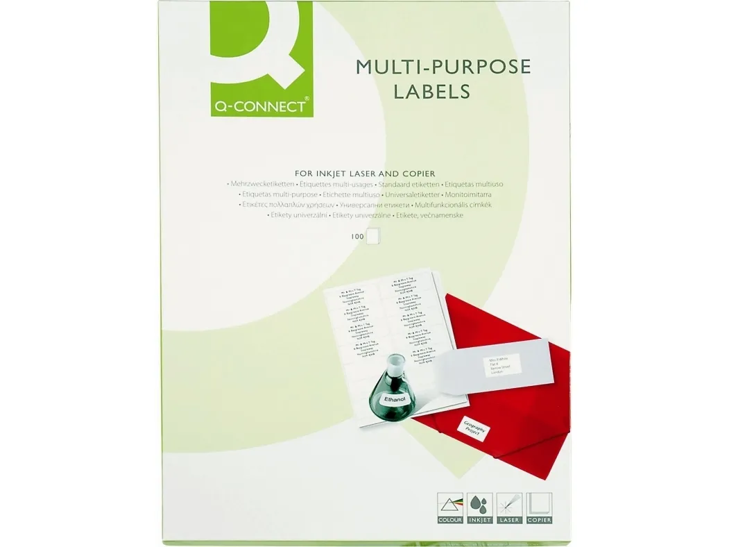 PBS Connect Universaletiketter Q-connect 70X36mm hvit 100 ark. (KF10646)