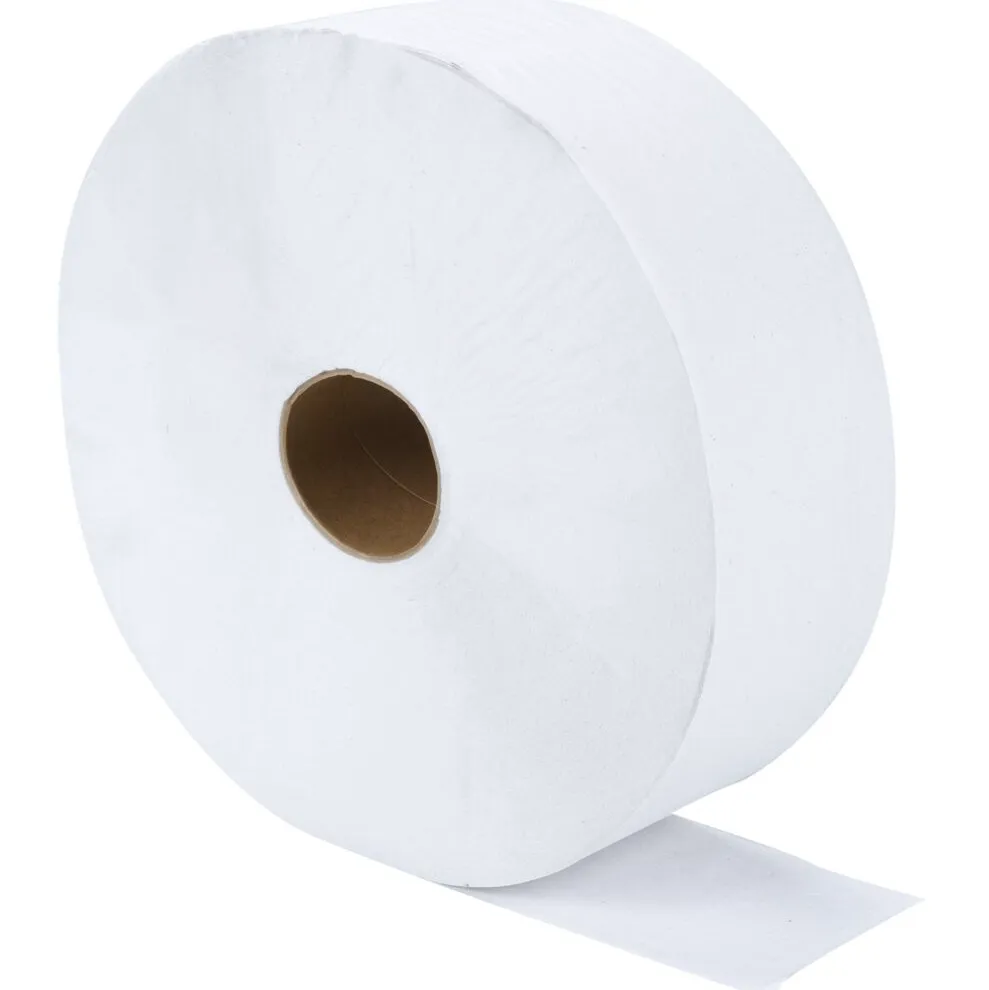 Toiletpapir Jumborulle, neutral, 1-lags, Midi, 600m x 9cm, Ø27cm, hvid, genanvendt papir - (6 ruller pr. karton)