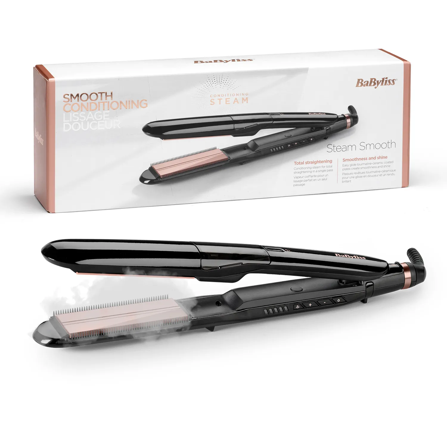 BaByliss ST493E, Rettetang, Damp, Knapper, Tørt hår, 150 °C, 230 °C