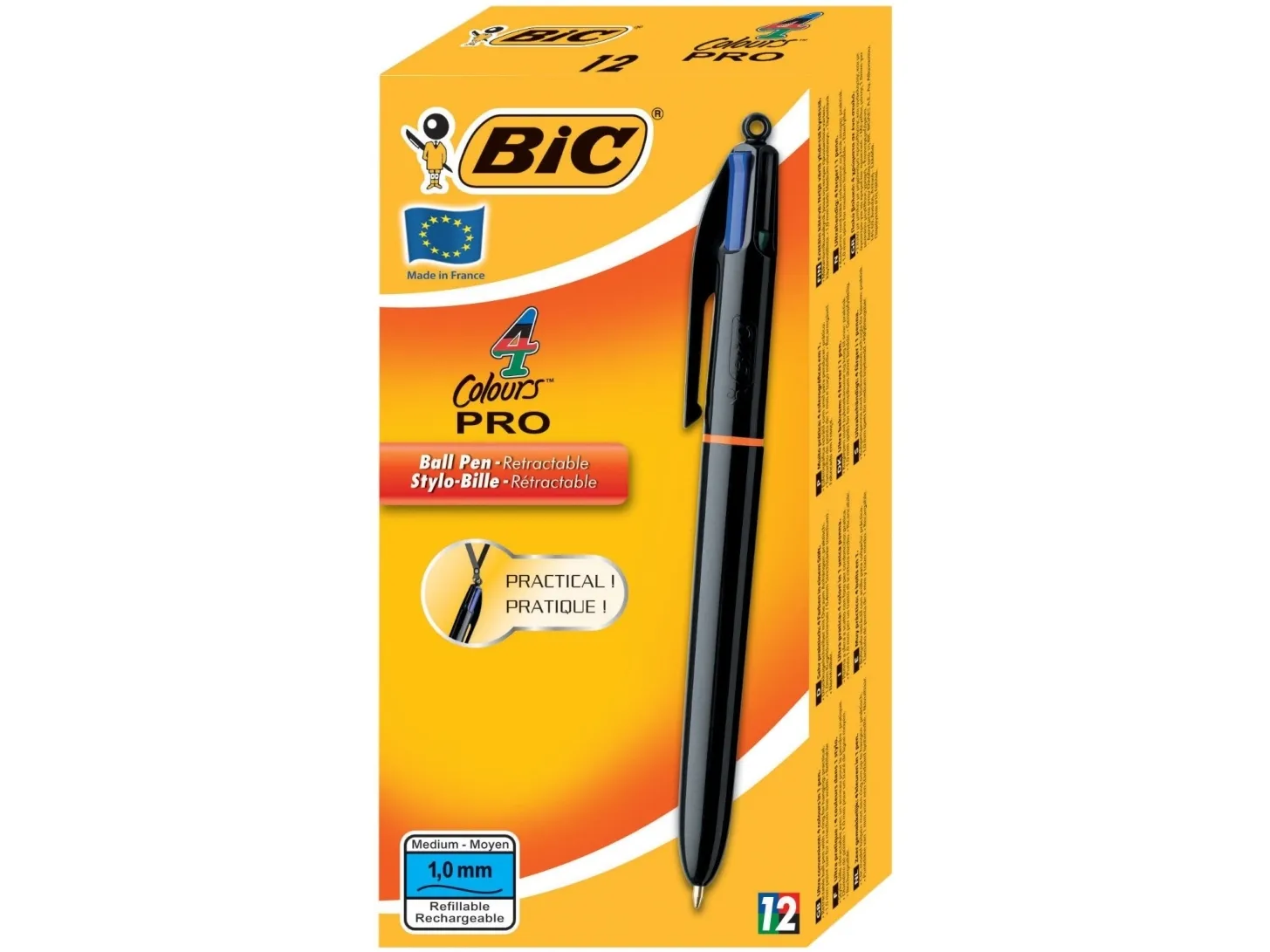 BIC 902129, Sort, Blå, Grønn, Rød, 12 stykker, Medium
