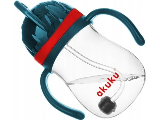 Akuku innovativ kopp med vektet sugerør blå/rød