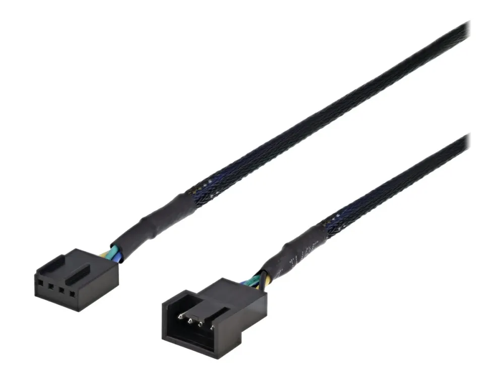 DELTACO - Forlengelseskabel for viftestrømforsyning - 4-stifts viftekontakt (hann) til 4-stifts viftekontakt (hunn) - 60 cm