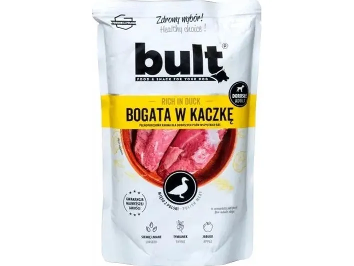 BULT Bult våtfôr for hunder, kjøttdeig med and, 500g
