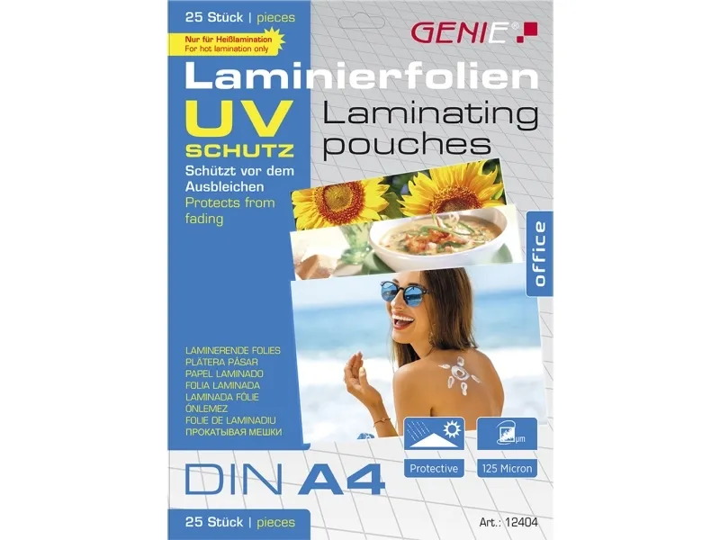 GENIE lamineringsposer 25 A4-folier med UV-beskyttelse 125 Mic.