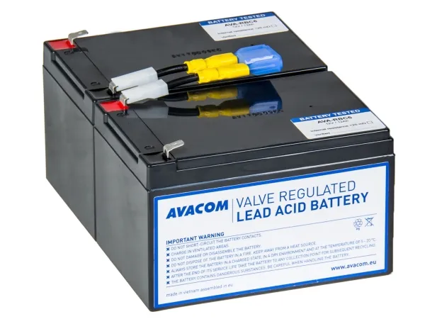 AVACOM AVA-RBC6, Forseglet blysyre (VRLA), 12 V, 12 Ah, 1 stykker, Sort, Part Numbers: RBC6 90P4829 Modely: BP1000 BP1000I BP1050 BP1100 DLA1500J SMC1500 SMC1500C...