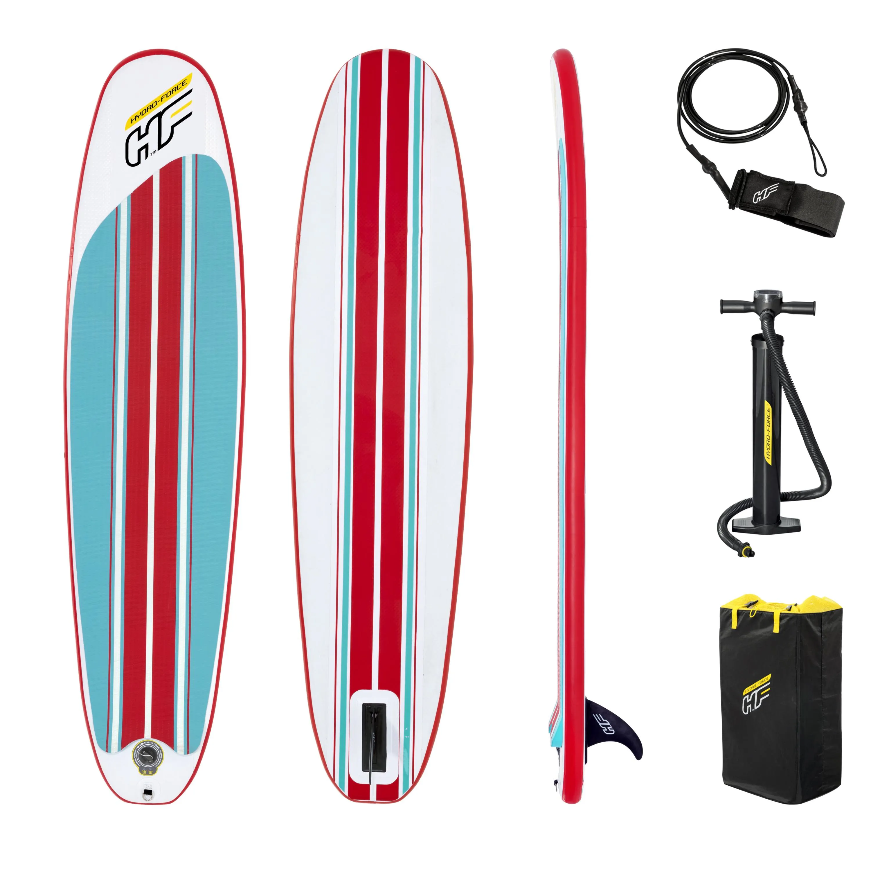 Bestway surfboard Hydro-Force Compact, Flad, W-Konkav, Blå, Polyvinylchlorid (PVC), Tritech, 90 kg